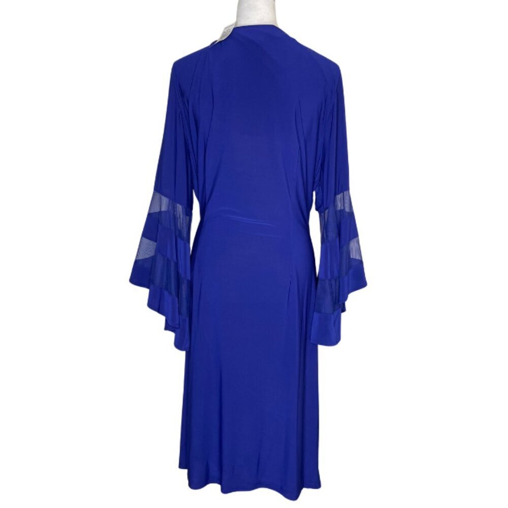 R&M Richards Electric Blue Whimsigoth Faux Wrap Dress Mesh Bell Sleeve 22/24 - Picture 3 of 8
